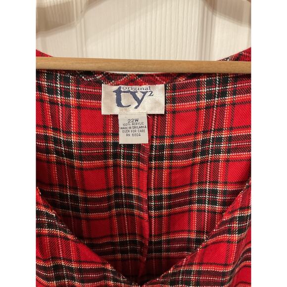 Vintage Original ty2 Red Plaid Cottagecore Academia Plus Jumper Maxi Dress,22W - Picture 6 of 7